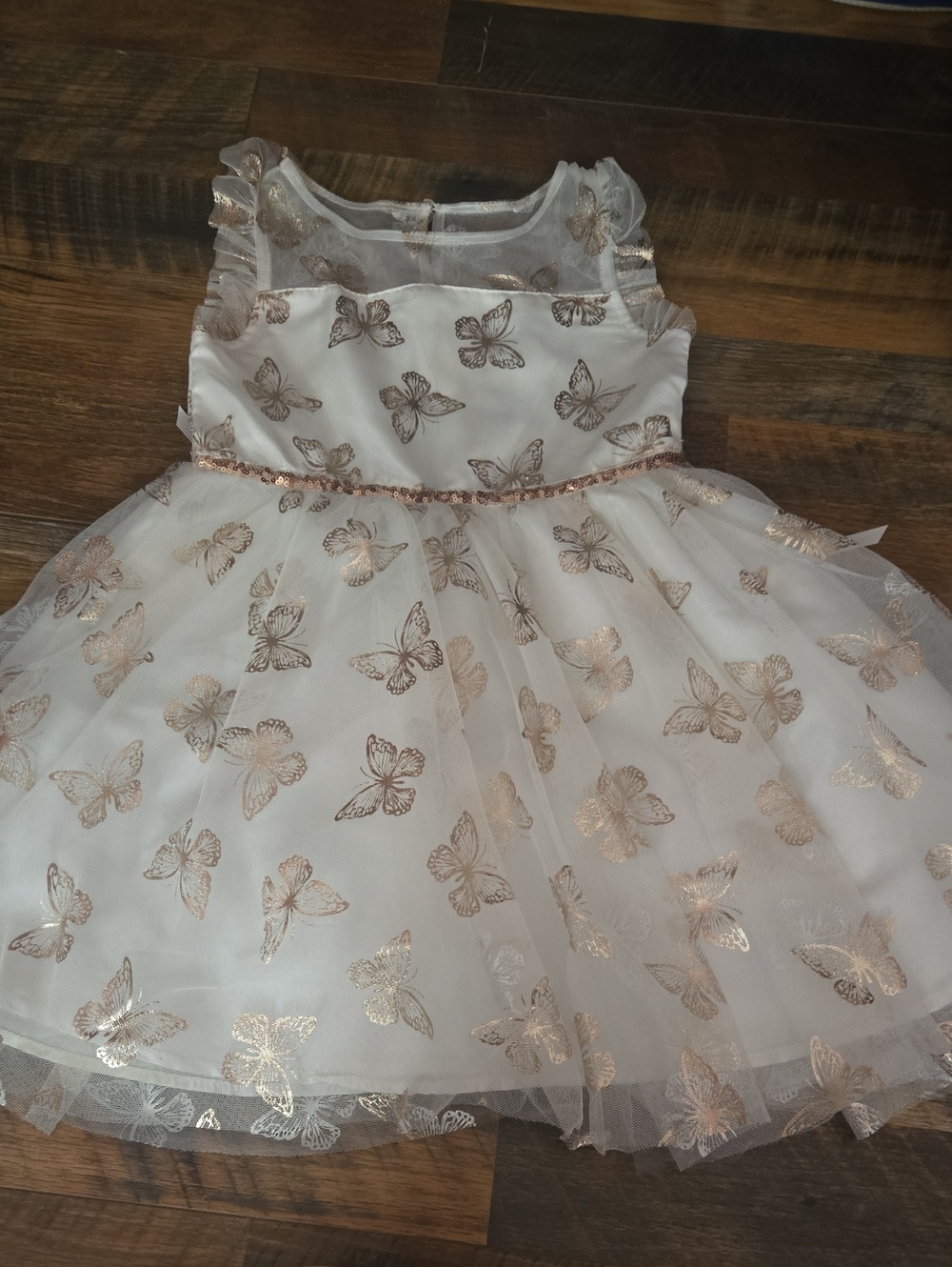 lilt White Dress with Rose Gold Butterfly Accents